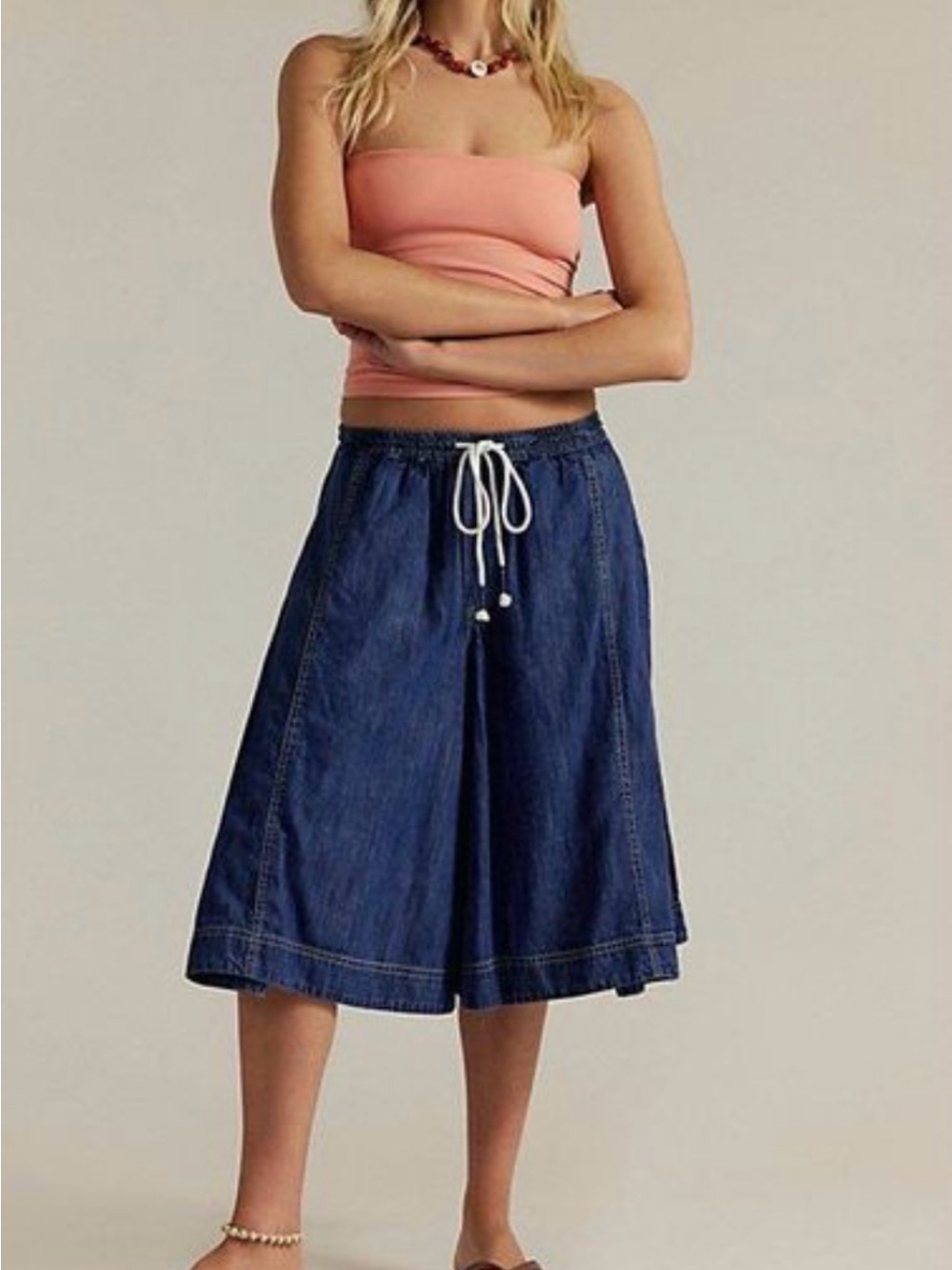 Free People Distant Lover Culotte Shorts NWT Dark Blue size XL